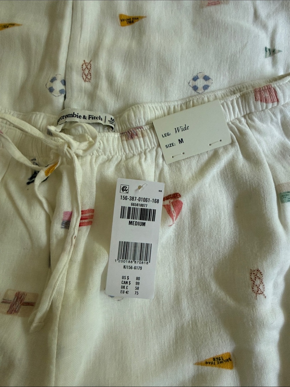 Abercrombie & Fitch Gemma Linen-Blend Wide Leg Pull-on Pant NWT
